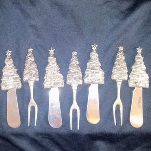 Christmas cheese spreaders& fork set by wallace